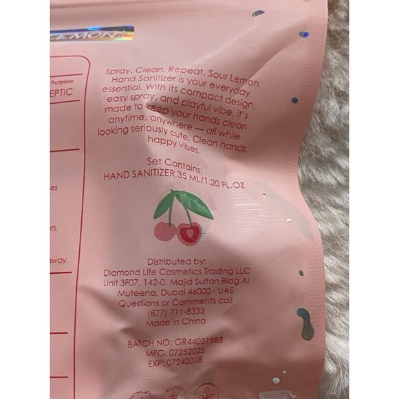 Sour Lemon Scented Hand Sanitizer Spray 1.2 Fl Oz Sweet Cherry With Charm NEW - Picture 7 of 7